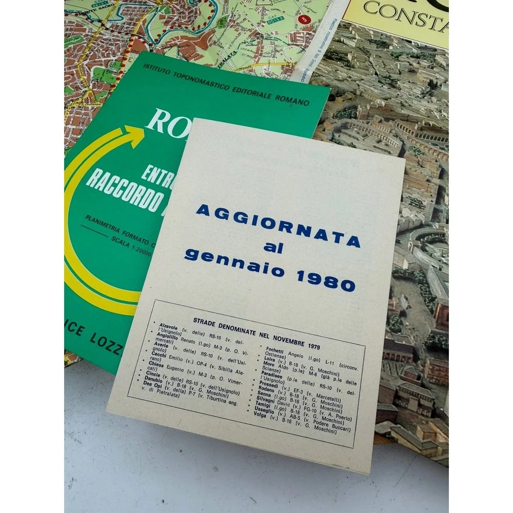 Vintage Lot of‎ Rome Italy Memorabilia Rome Guide Book Full Size Folding Map